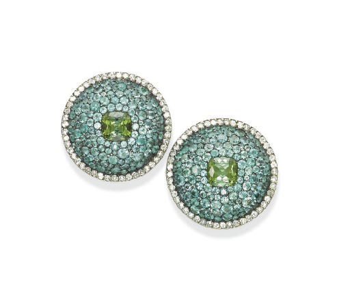 A PAIR OF EXQUISITE TOURMALINE AND DIAMOND EAR CLIPS, BY JAR