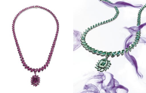 AN IMPRESSIVE ALEXANDRITE PENDENT NECKLACE