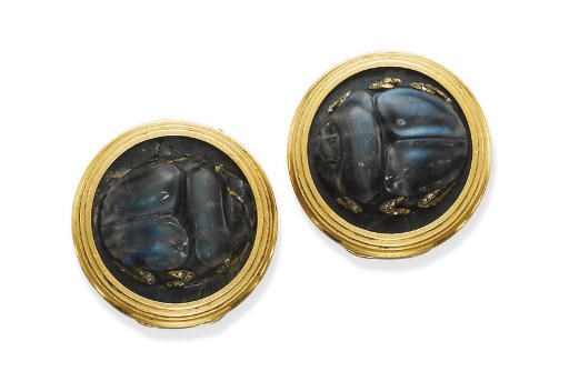 A SET OF GENTLEMAN'S ANTIQUE LABRADORITE CLOAK BUTTONS