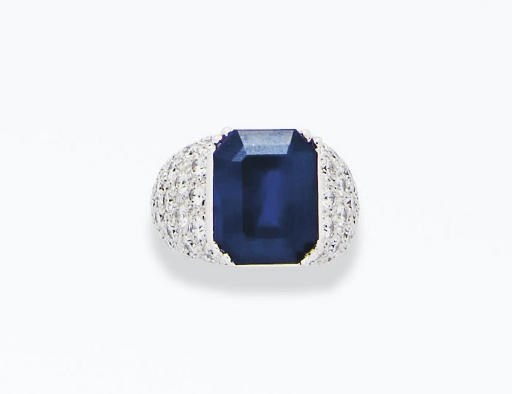 BAGUE SAPHIR ET DIAMANTS