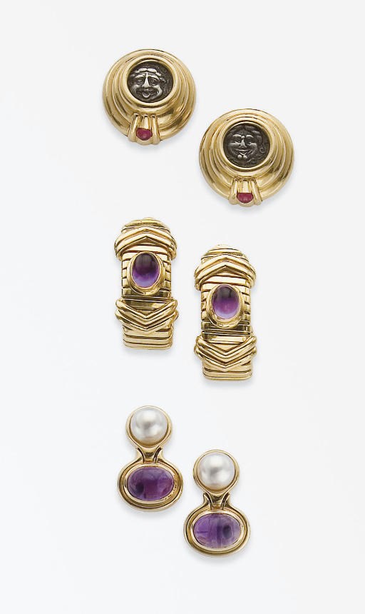 TROIS PAIRES DE CLIPS D'OREILLES, PAR BULGARI