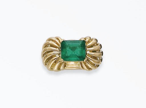 BAGUE RETRO EMERAUDE, PAR BOUCHERON