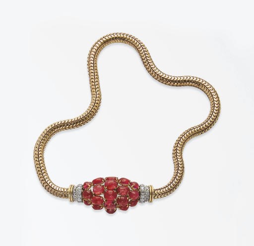 COLLIER RETRO RUBIS ET DIAMANTS