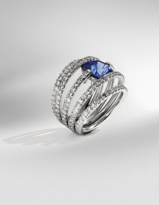 BAGUE "THREAD" SAPHIR ET DIAMANTS, PAR JAR