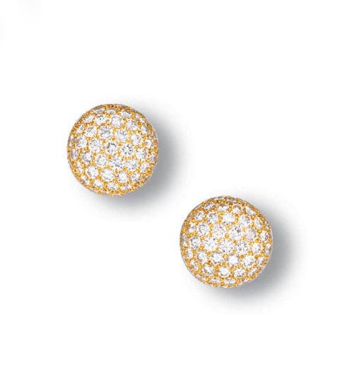 A PAIR OF DIAMOND EAR CLIPS, BY CARTIER