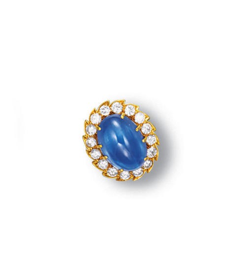 A SAPPHIRE AND DIAMOND RING, BY CARTIER