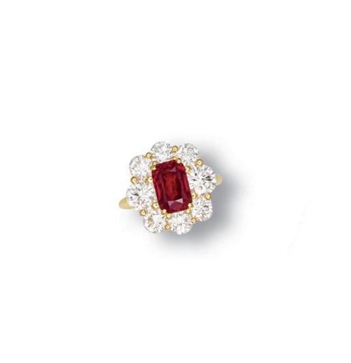 A RUBY AND DIAMOND RING