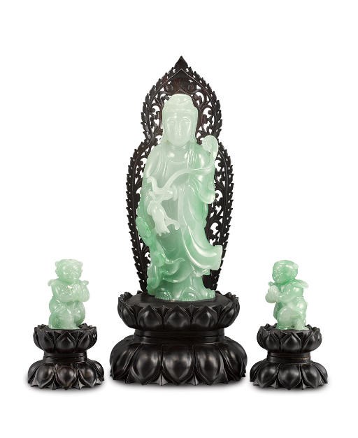 A GROUP OF JADEITE FIGURINES