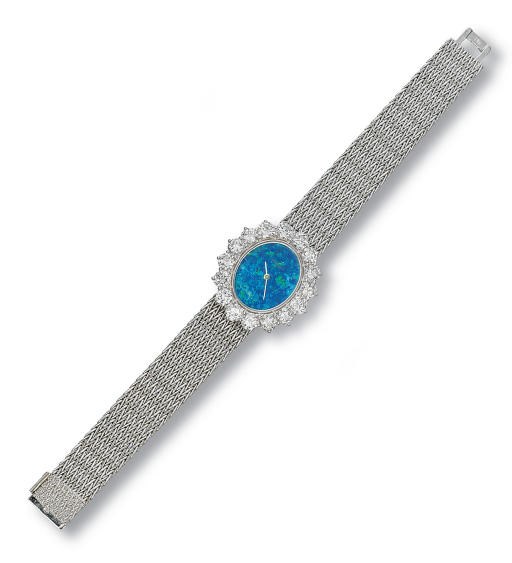 A LADY'S 18K WHITE GOLD, OPAL AND DIAMOND WRISTWATCH, BY VACHERON CONSTANTIN