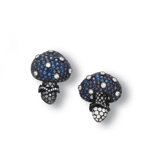A PAIR OF SAPPHIRE AND DIAMOND CLIP BROOCH, BY CARNET