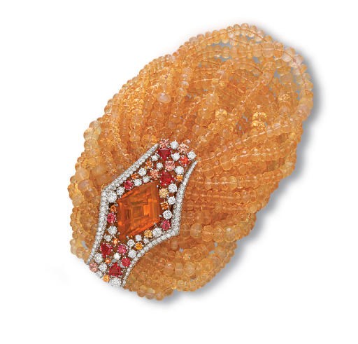 AN OPAL, MULTI-COLOURED SAPPHIRE AND DIAMOND BRACELET, BY SCAVIA