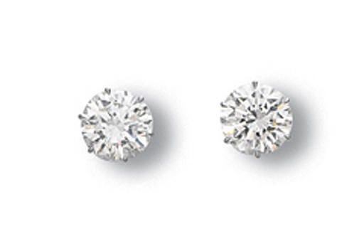 A PAIR OF DIAMOND EAR STUDS