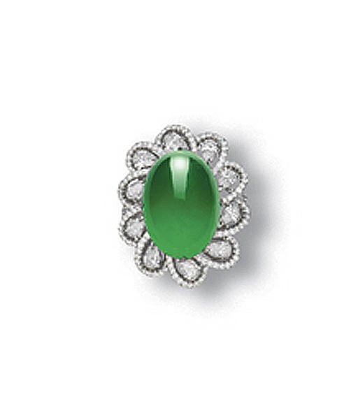 A JADEITE AND DIAMOND RING