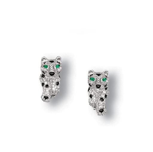 A PAIR OF DIAMOND, ONYX AND EMERALD 'PANTHÈRE' EAR CLIPS, BY CARTIER