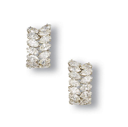 A PAIR OF SAPPHIRE AND DIAMOND EAR CLIPS, BY GRAFF