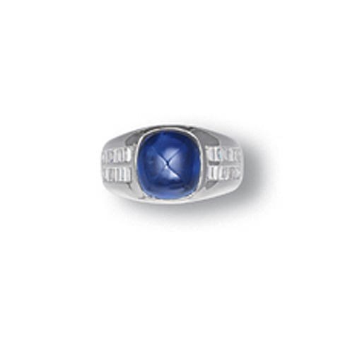 A SAPPHIRE AND DIAMOND GENTLEMAN'S RING