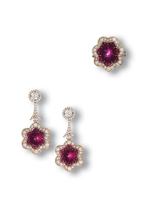 A SET OF RUBY AND DIAMOND JEWELLERY