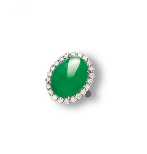 A JADEITE AND DIAMOND RING