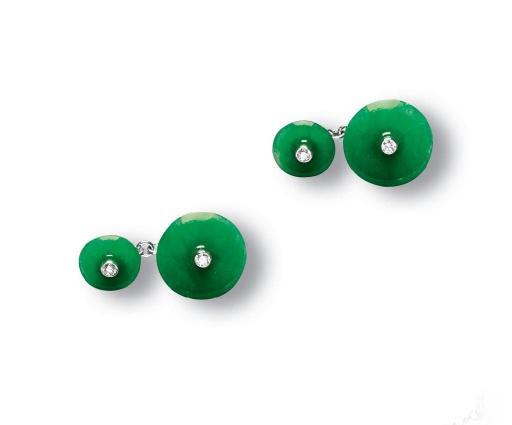 A JADEITE AND DIAMOND DRESS SET