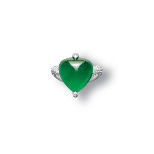 A JADEITE AND DIAMOND RING