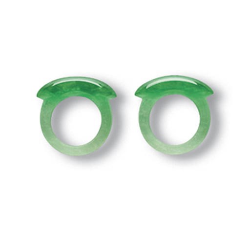 A PAIR OF JADEITE SADDLE RINGS