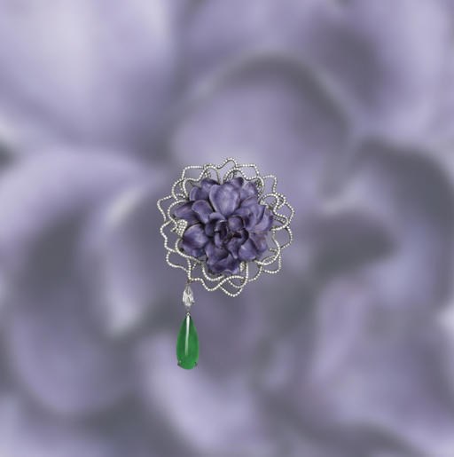 A JADEITE AND DIAMOND BROOCH, BY J.KOO