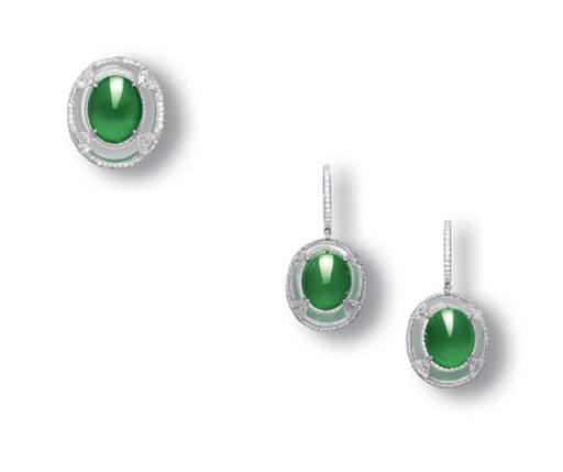 A SET OF JADEITE, MOTHER-OF-PEARL AND DIAMOND JEWELLERY, BY WALLACE CHAN