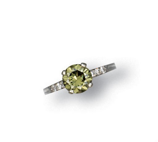 A COLOURED DIAMOND AND DIAMOND RING, BY TIFFANY & CO.