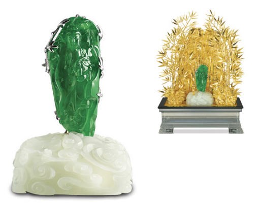 A MAGNIFICENT CARVED JADEITE GUANYIN