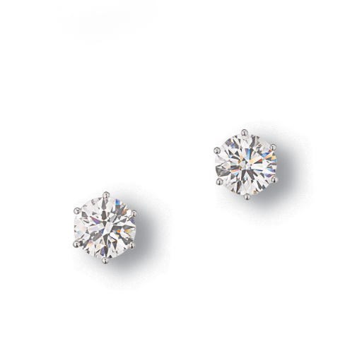 A PAIR OF DIAMOND EAR STUDS