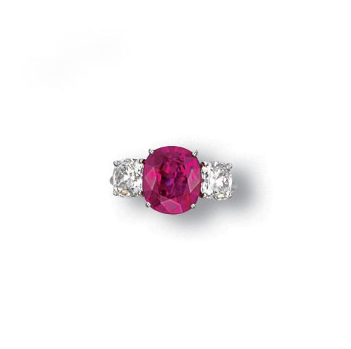 A RUBY AND DIAMOND RING