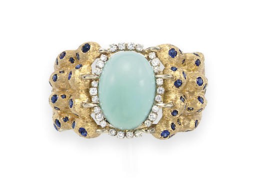 A TURQUOISE, DIAMOND AND SAPPHIRE BRACELET, BY SERA FINI