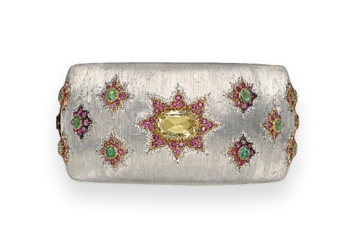 A MULTI-GEM AND WHITE GOLD BRACELET, BY BUCCELLATI