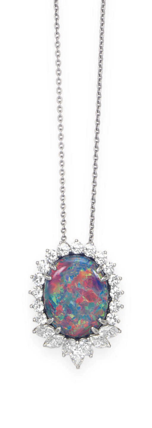 AN OPAL AND DIAMOND NECKLACE, BY TIFFANY & CO.