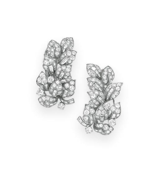 A PAIR OF DIAMOND EAR CLIPS, BY BULGARI