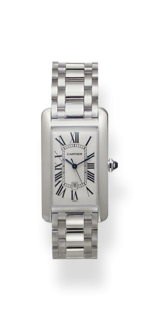 A WHITE GOLD 'TANK AMERICAINE' WRISTWATCH, BY CARTIER