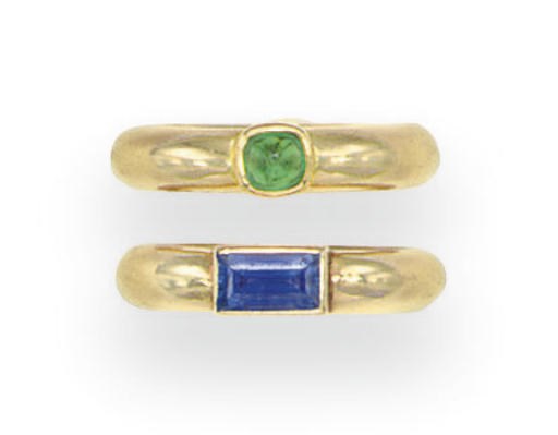A SET OF MULTI-GEM AND GOLD RINGS, BY JAR
