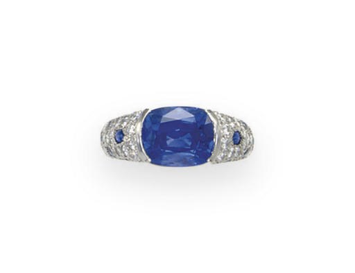 A SAPPHIRE AND DIAMOND RING, BY CARTIER