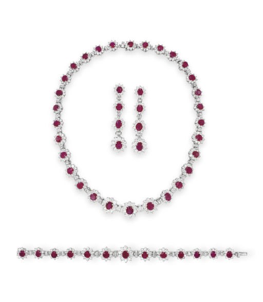 A SUITE OF RUBY AND DIAMOND JEWELRY