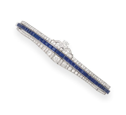 A SAPPHIRE AND DIAMOND BRACELET