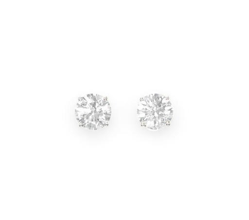 A PAIR OF DIAMOND EAR STUDS
