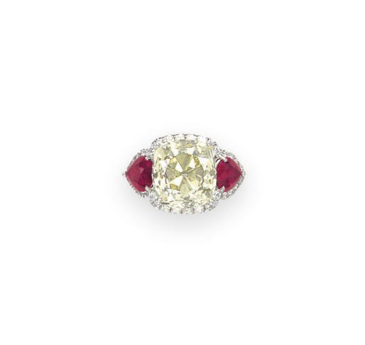 A DIAMOND AND RUBY RING