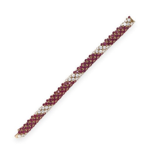 A RUBY AND DIAMOND BRACELET, BY VAN CLEEF & ARPELS