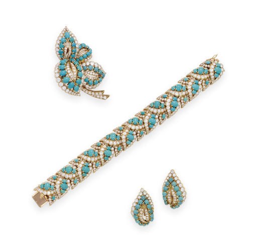 A SET OF TURQUOISE AND DIAMOND JEWELRY, BY BOUCHERON