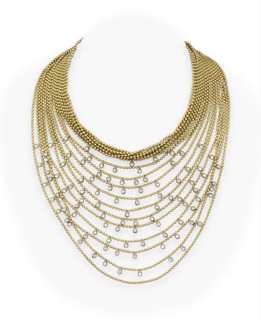 A GOLD AND DIAMOND "DRAPERIE" NECKLACE, BY CARTIER