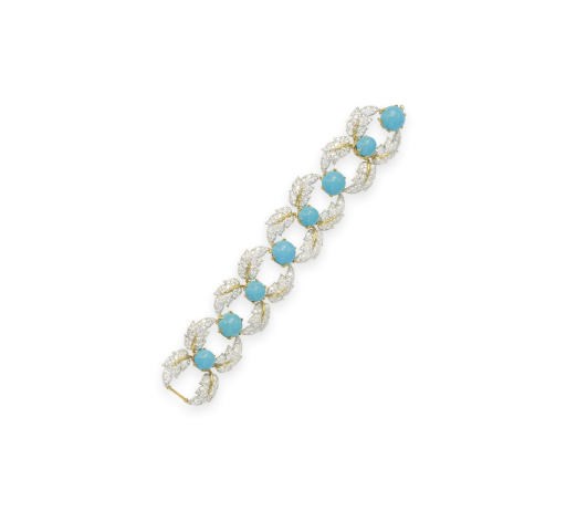 A DIAMOND AND TURQUOISE BRACELET, BY JEAN SCHLUMBERGER, TIFFANY & CO.