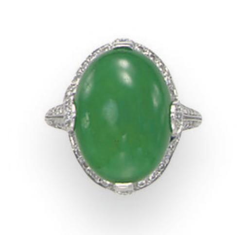 A JADEITE AND DIAMOND RING, BY TIFFANY & CO.
