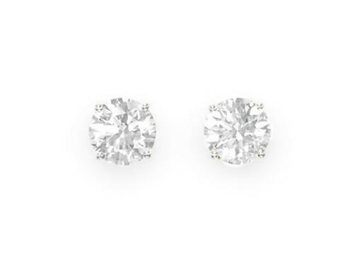 A PAIR OF DIAMOND EAR STUDS