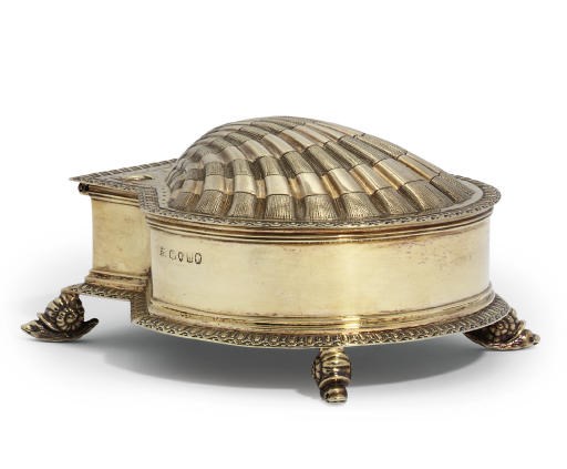 A VICTORIAN SILVER-GILT INKSTAND