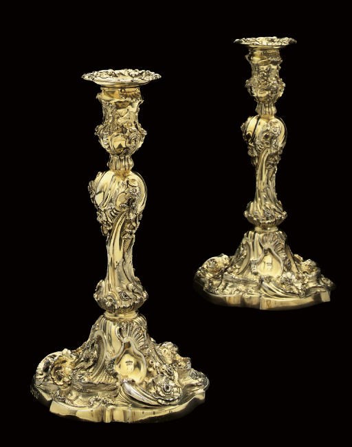 A PAIR OF WILLIAM IV SILVER CANDLESTICKS